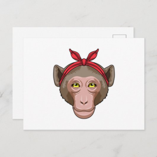Aap met hoofddoek briefkaart (Voorkant / Achterkant)