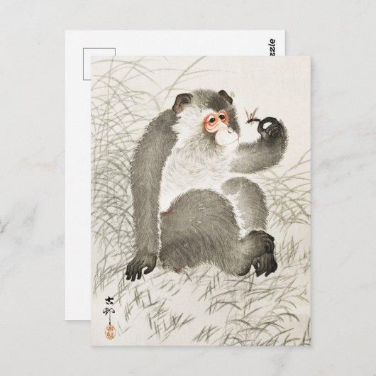 aap met insectenschilderijen van Ohara Koson Briefkaart (Voorkant / Achterkant)
