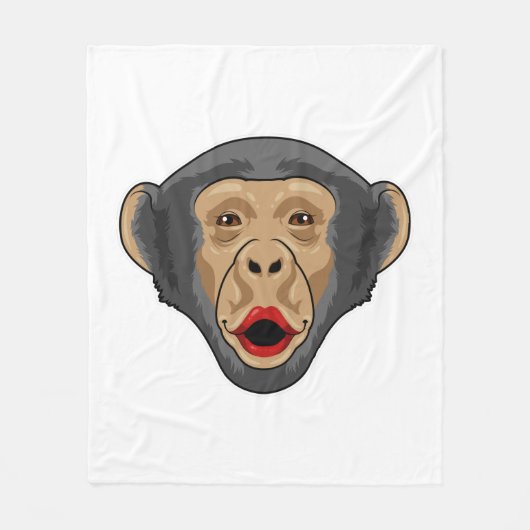aap met Kiss-mond Fleece Deken (Voorkant)