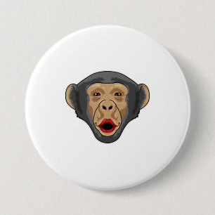 aap met Kiss-mond Ronde Button 7,6 Cm