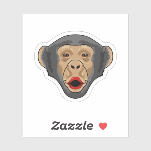 aap met Kiss-mond Sticker (Vel)