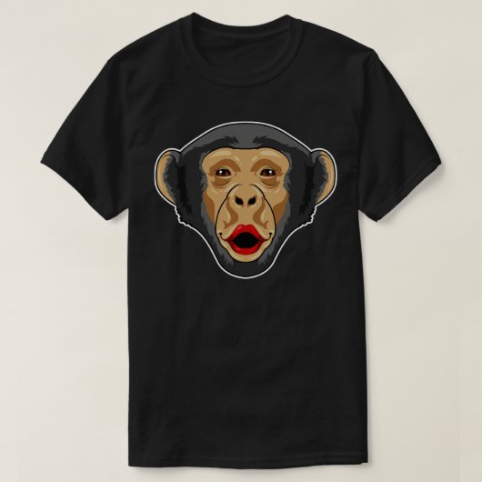 aap met Kiss-mond T-shirt (Design voorkant)