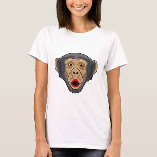 aap met Kiss-mond T-shirt (Voorkant)