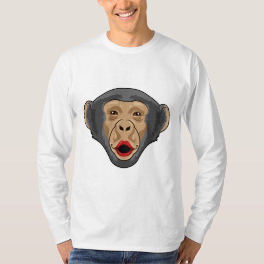aap met Kiss-mond T-shirt (Voorkant)