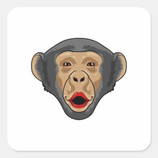 aap met Kiss-mond Vierkante Sticker (Voorkant)