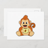 Aap met kopje koffie briefkaart (Voorkant / Achterkant)