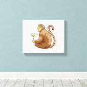 aap met Lollipop Canvas Afdruk (Insitu (Houten vloer))