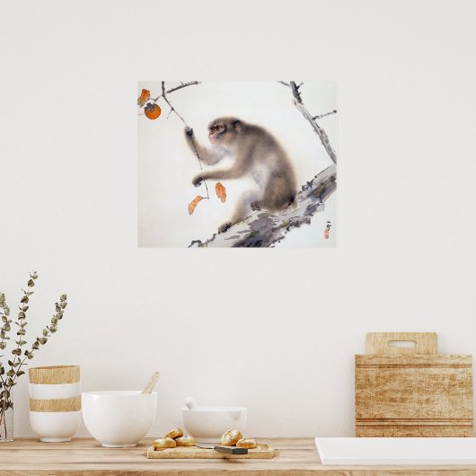 aap met Persimmons Poster (Keuken)