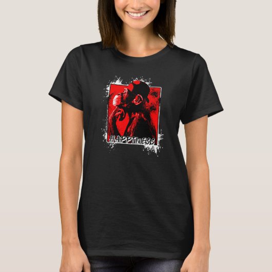 Aap Met Pet Koel Geluk Rood T-shirt (Voorkant)