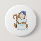 aap met Pillow en Sleepyhead Ronde Button 7,6 Cm (Voorkant)