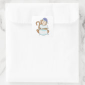 aap met Pillow en Sleepyhead Vierkante Sticker (Tas)