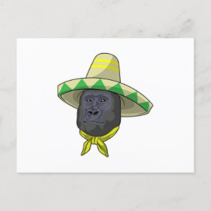 aap met riem pet briefkaart