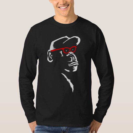 Aap met rode bril Grappig Dierenvriend Cool T-shirt (Voorkant)