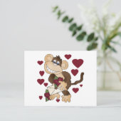 aap met rode rozen T-shirts en cadeautjes Briefkaart (Staand voorkant)