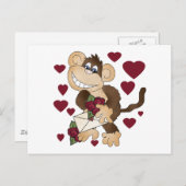 aap met rode rozen T-shirts en cadeautjes Briefkaart (Voorkant / Achterkant)