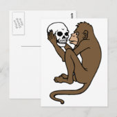aap met schedelhouder briefkaart (Voorkant / Achterkant)