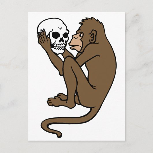 aap met schedelhouder briefkaart (Voorkant)