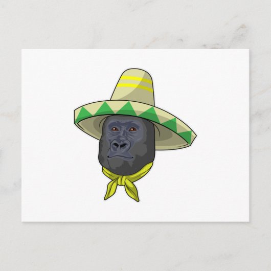 Aap met strohoed briefkaart (Voorkant)