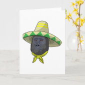 Aap met strohoed kaart (Gele Bloem)