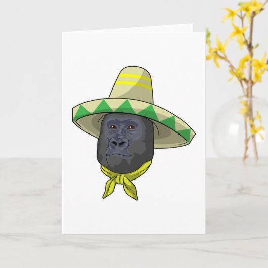 Aap met strohoed kaart (Gele Bloem)