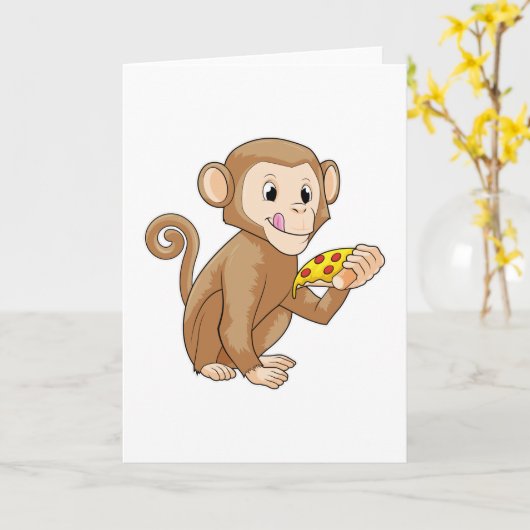 Aap met stuk pizza kaart (Gele Bloem)