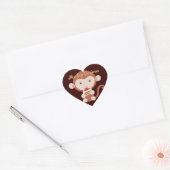 Aap met taart Slice Heart Stickers (Envelop)