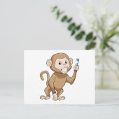 aap met tandenborstel briefkaart (Staand voorkant)