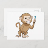 aap met tandenborstel briefkaart (Voorkant / Achterkant)