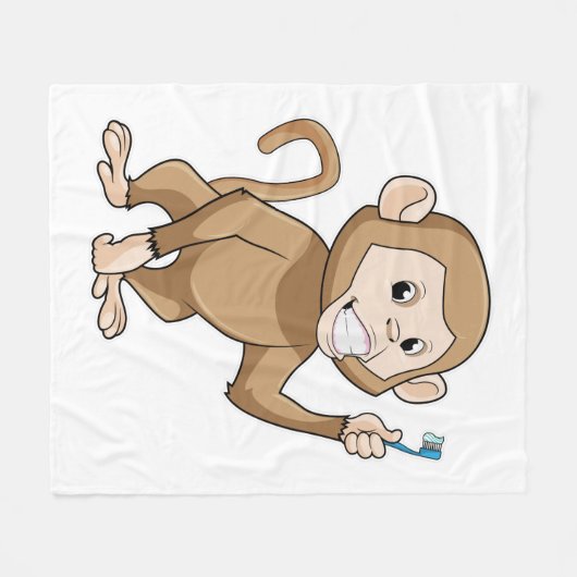 aap met tandenborstel fleece deken (Voorkant (Horizontaal))
