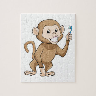 aap met tandenborstel legpuzzel