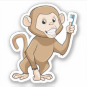 aap met tandenborstel sticker (Voorkant)