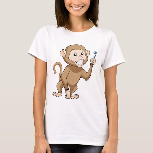 aap met tandenborstel t-shirt (Voorkant)