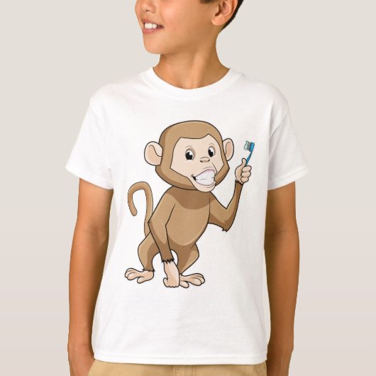 aap met tandenborstel t-shirt (Voorkant)
