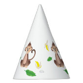 aap met tropisch lef gepeelde bananen feesthoedjes (Rechts)