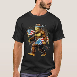 Aap met vuurwerk Amerikaanse vlag 4 juli T-shirt