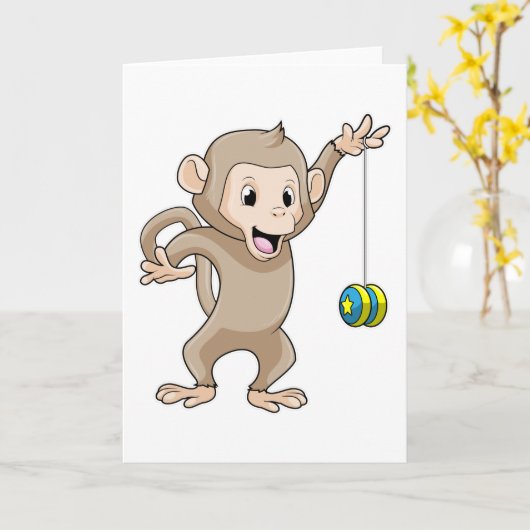 Aap met Yo-yo Kaart (Gele Bloem)