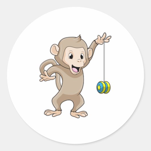 aap met Yo-yo Ronde Sticker (Voorkant)