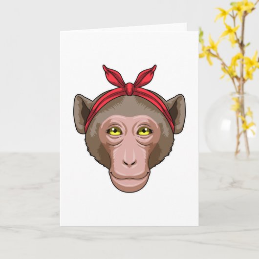 Aap met zakdoek kaart (Gele Bloem)