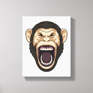 aap met zwarte stoelen canvas afdruk