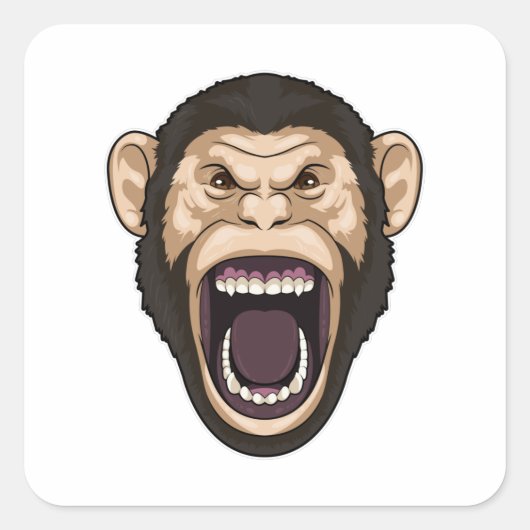 aap met zwarte stoelen vierkante sticker (Voorkant)