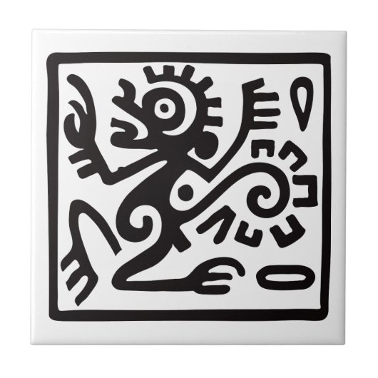 aap, Mexicaanse hiërogliefen (Maya) Tegeltje (Voorkant)