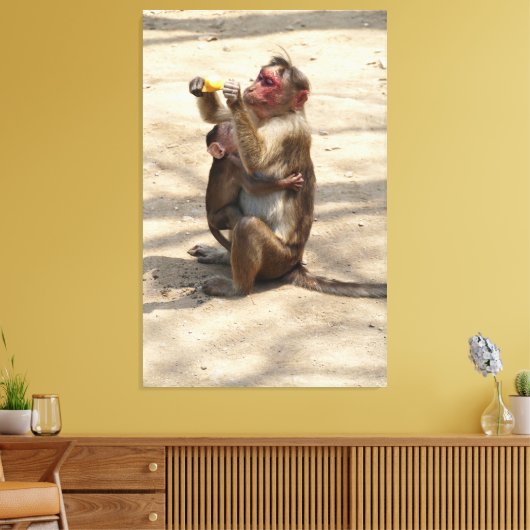 aap - Moeders ontbijt Canvas Afdruk (Insitu (Woonkamer))