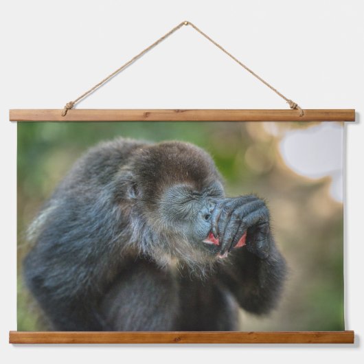 Aap Munching Watermeloen Hangend Wandkleed (Voorkant)