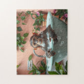 Aap neemt een bad legpuzzel (Verticaal)