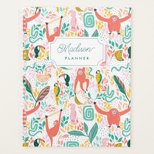 Aap Oerwoud Dieren Tropische bladeren Planner (Voorkant)