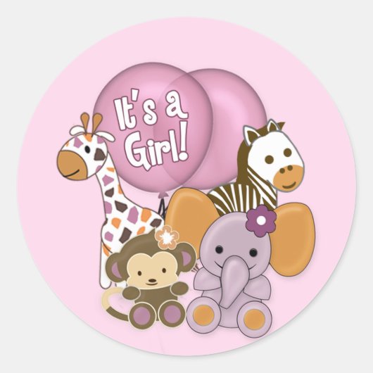Aap Olifant Baby shower CJ-O Sticker Seal (Voorkant)
