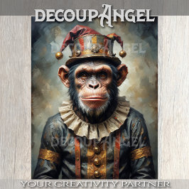 Aap ontsnapt uit het circus - Decoupage - Tissuepapier