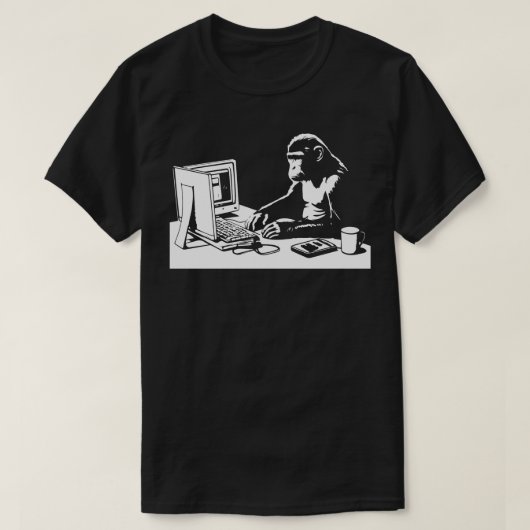 Aap op de computer t-shirt (Design voorkant)
