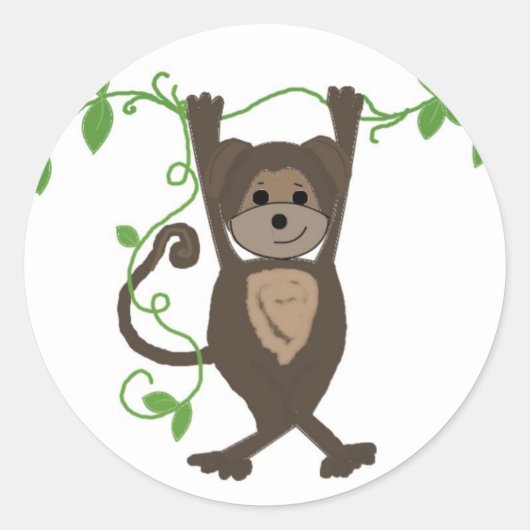Aap op de lianen ronde sticker (Voorkant)
