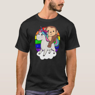aap op de regenboogdieren van de Unicorn T-shirt